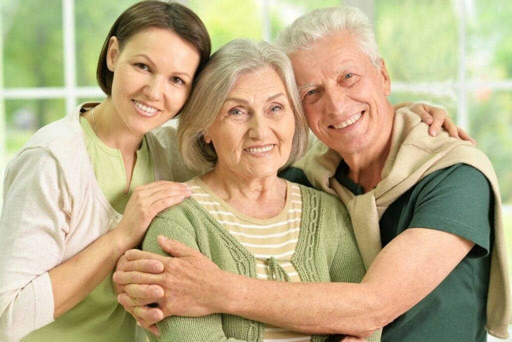 woman with older parents